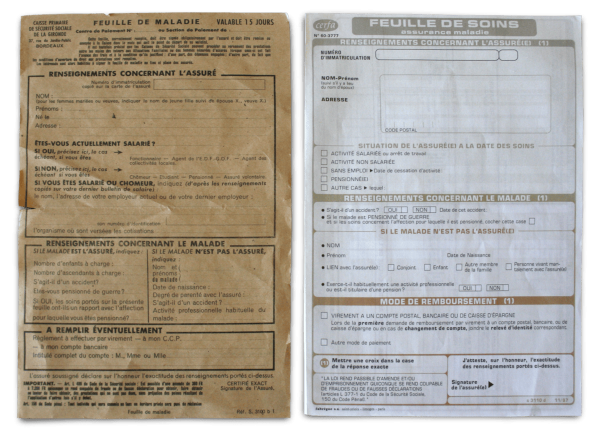 Photo 5 : Feuilles de maladie, 1950,1987 @ Musée national de l’Assurance maladie